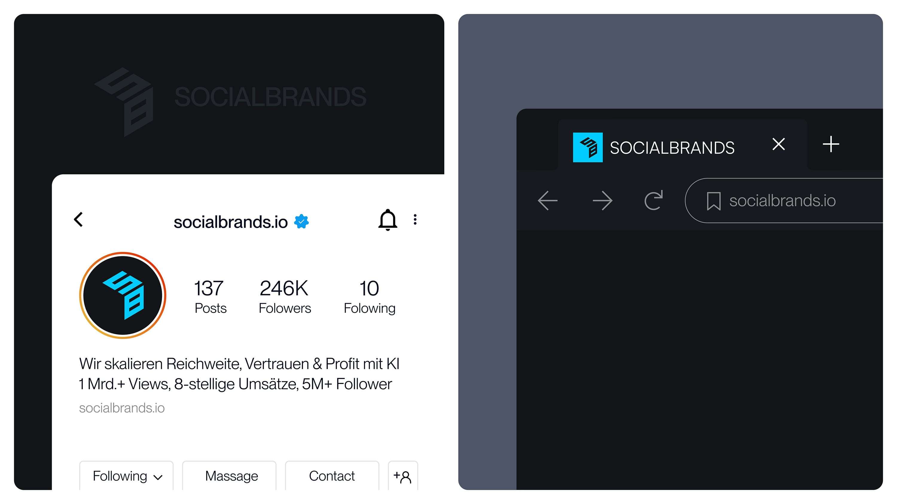 Socialbrands ist eine Social Branding Agency, die ikonische Personal Brands mit Signature Design, Content Architecture und Peak Performance zu führenden digitalen Autoritäten formt.
